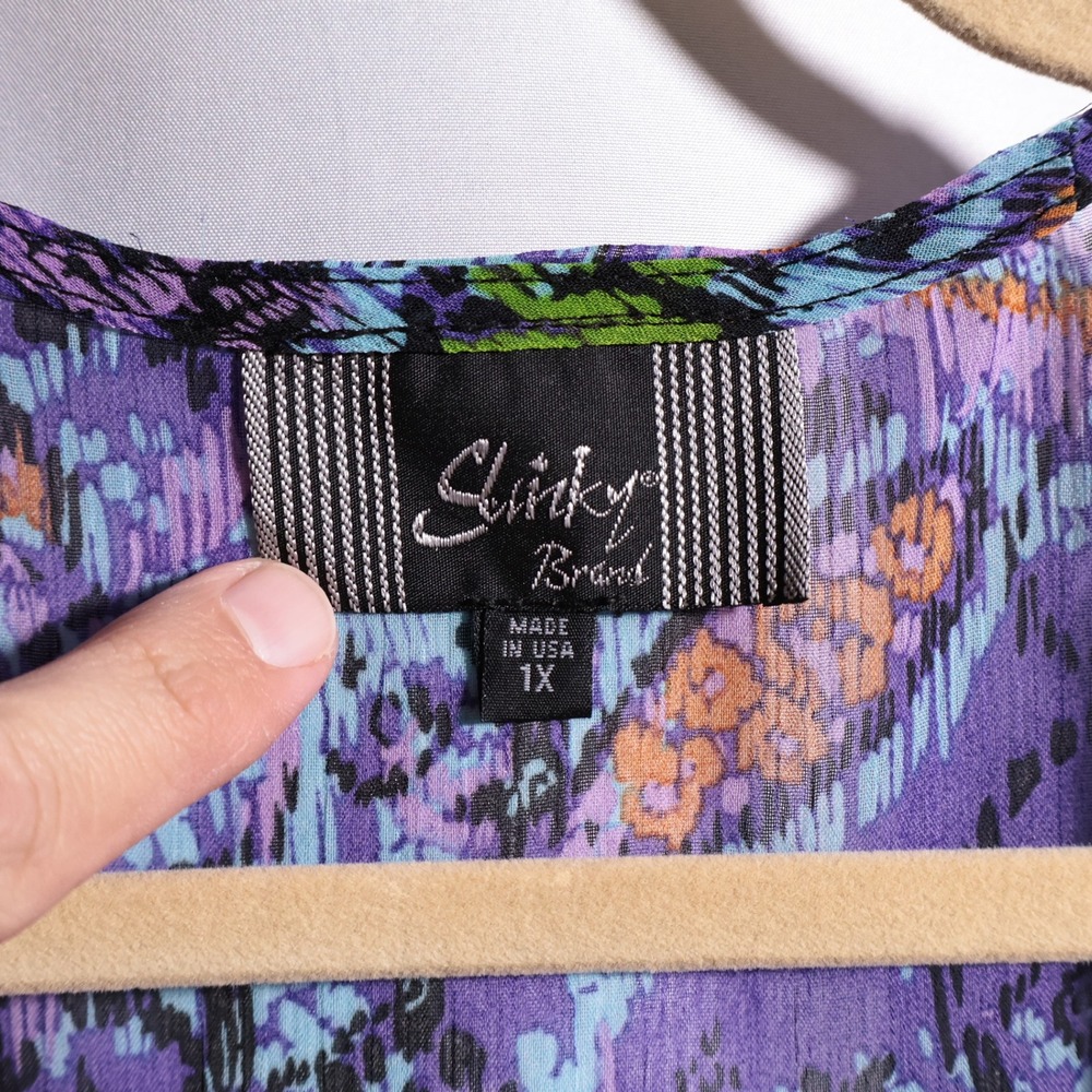 VTG‎ Slinky Brand 1X Purple Paisley Sheer Open Front Kimono Cardigan Boho Retro - Picture 3 of 7